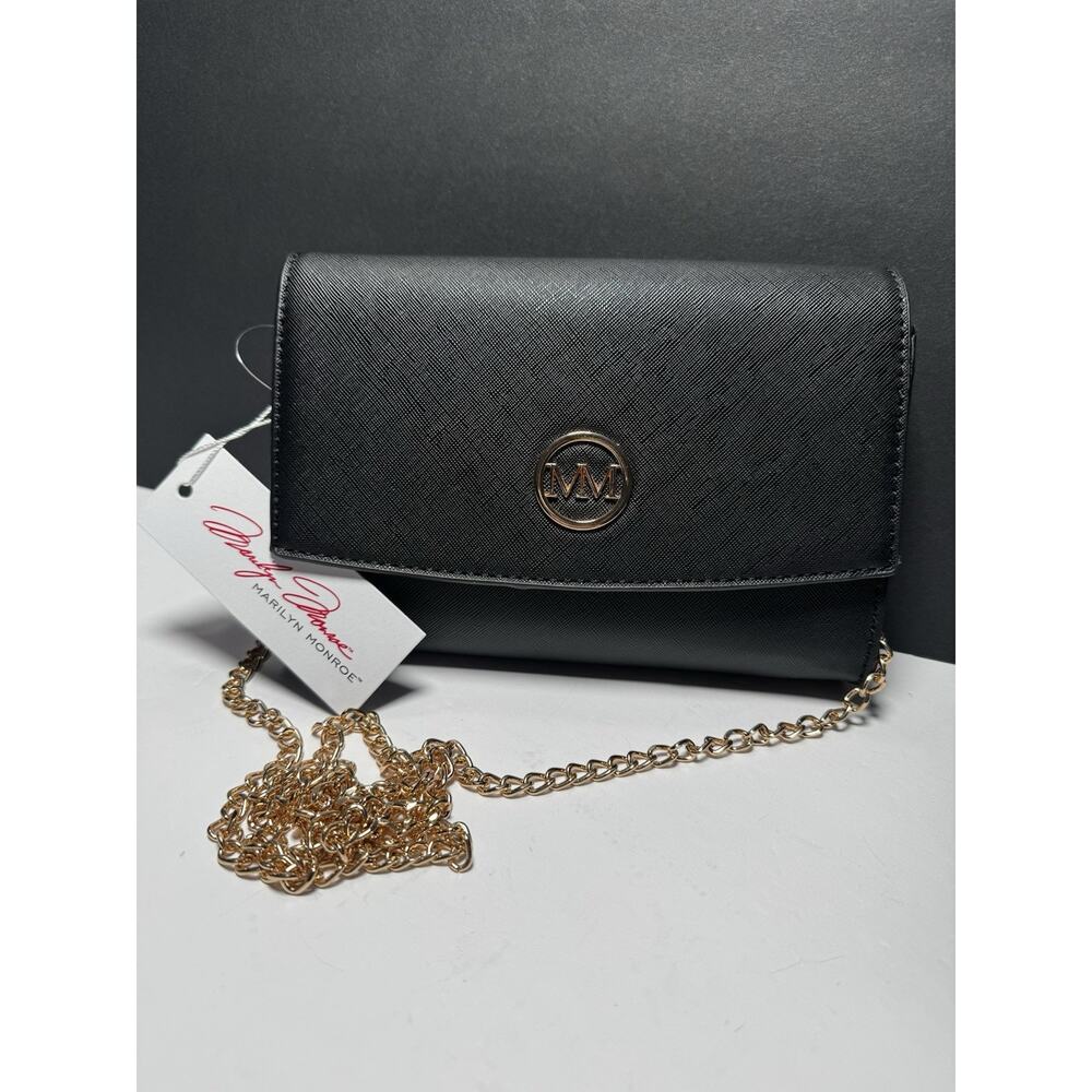 Marilyn Monroe Black Purse Handbag Crossbody Clutch Gold Chain Bag NEW